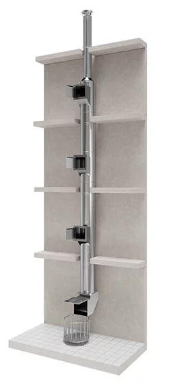 Sistem de ghena de rufe cu usi de incarcare, tubulatura inox si cos de colectare